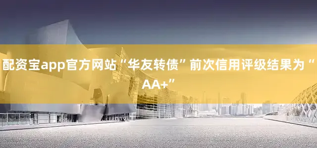 配资宝app官方网站“华友转债”前次信用评级结果为“AA+”